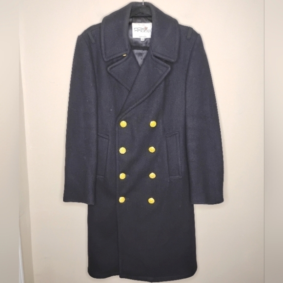 Vintage Fox-Knapp Navy Wool Bridge Coat 36 | Union Made USA Double Breasted - Picture 11 of 13